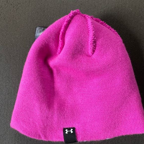Youth Pink Under Armour Beanie with Line Design - Picture 6 of 8